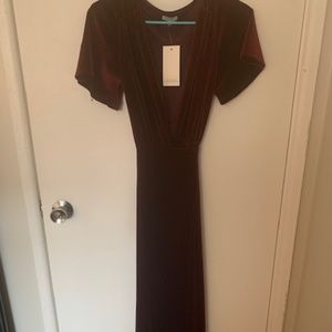 Red Velvet Long Dress w/ Sleeves
